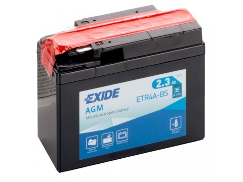 Exide ETR4A-BS 12v 2.3Ah AGM Motorcycle Battery Exide Motorcycle Exide ETR4A-BS 12v 2.3Ah AGM Motorcycle Battery Exide Motorcycle