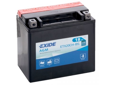 Exide ETX20CH-BS 12v 18Ah AGM Motorcycle Battery Exide Motorcycle