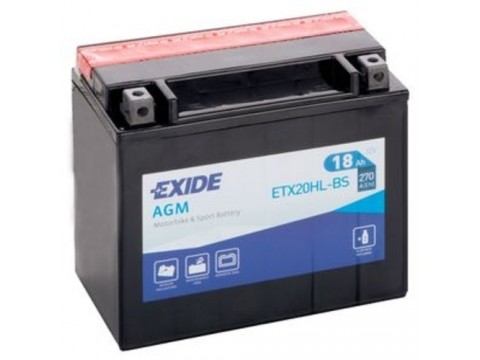 Exide ETX20HL-BS 12v 18Ah AGM Motorcycle Battery Exide Motorcycle