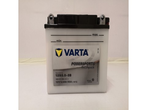 Varta 12N5.5-3B Funstart Wet Motorcycle Battery (506 011 004) (12N5.53B) 12V 6Ah Varta Funstart Wet Varta 12N5.5-3B Funstart Wet Motorcycle Battery (506 011 004) (12N5.53B) 12V 6Ah Varta Funstart Wet