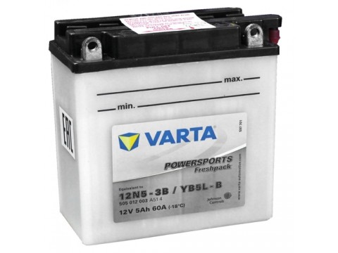 Varta YB5L-B Funstart Wet Motorcycle Battery (505 012 003) (YB5LB) (12N5-3B) 12V 5Ah Varta Funstart Wet