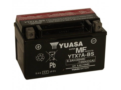 Yuasa YTX7A-BS 12v 6.3Ah Motorcycle AGM Battery 